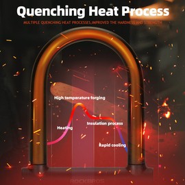 ROCKBROS U Lock Bike U Lock with Cable Heavy Duty Anti Theft Bike Lock U-lock 4 ft Cable Mounting Bracket for Bikes eBikes Motorcycles Scooters