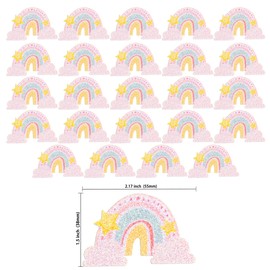 Gyufise 24 Pcs Rainbow Clouds Cupcake Toppers - Glitter Sun Cupcake Picks for Boys & Girls - Rainbow Theme Baby Shower & Birthday Party Decorations