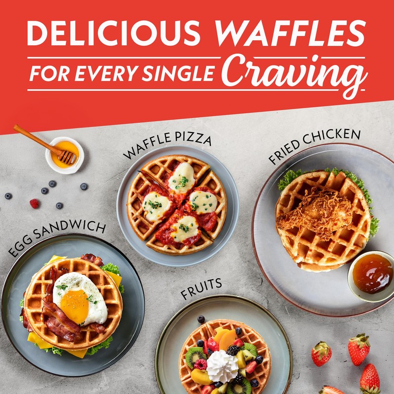 Gourmia Belgian Waffle Maker – Compact Design with Upright Storage,
