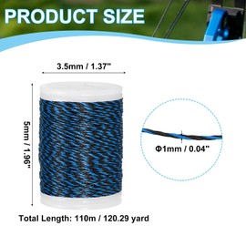 sourcing map Archery Recurve Bow String Serving Thread 120 Yard / 110 m Nylon Bowstring for Recurve Bow Compound Tying Sight Nock Point (Blue/Black)