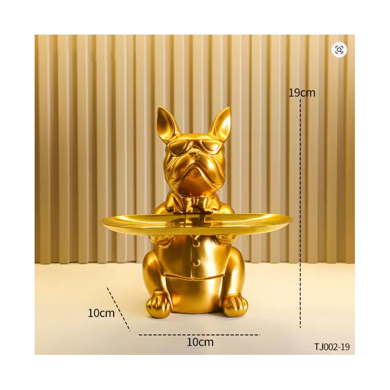 Bulldog Statue with Storage Tray for Keys and Jewelry –