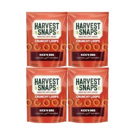 Snack Pack Veggie Chips Crunchy Loops - Kick'n BBQ Flavor - Gluten-Free, High Protein, Plant-Based Snack - Perfect for On-the-Go, Lunchboxes, Parties - 4 Individual Packs