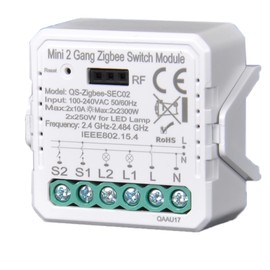 ZigBee Smart Mini DIY Rf Switch Modul Lichter kompatibel mit Smart Life/Tuya App, Alexa und Google Home,2 Gang funktioniert mit Zigbee 3.0 220V-240V CL-ZBSEC02 Gateway Hub