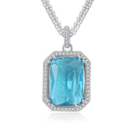 Gift for Wife & Mum – Elegant Thoughtful Skin-Friendly Necklace – Sparkling Cubic Zirconia Pendant – Ideal for Birthday, Anniversary & Special Occasion – Gift Box Included (Blue)