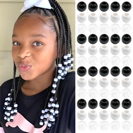 NAISKA 60Pcs Black Hair Beads for Kids 3 Color Hair Jewelry Braids Loc Dreadlock Accessories Hair Clip Decoration Cute Braids Jewelry Making Braid Clips for Women and Girls