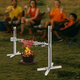 DYRABREST Electric Babecue Rotisserie Grill, 46‘’ Pig Spit Rotisserie Grill Kit, 45W Rotisserie Motor with Height Adjustable for Outdoor Family Party Campfire Barbecue, Rotisserie Whole Lamb