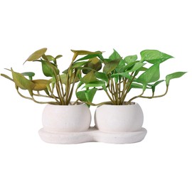 Angerlo Artificial Scindapsus Aureus, Realistic Fake Plants with Plastic Pot for Home House Office Bedroom Indoor Decor Faux Plant