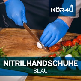 kör4u Nitrile Gloves, Blue, L, Pack of 100, Powder-Free, Latex-Free, Extra Strong, Disposable Gloves, Food Gloves