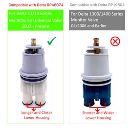Pressure Balance Cartridge Replacement Compatible with Delta Monitor Tub and Shower Valves – 13/14 series (RP46074)