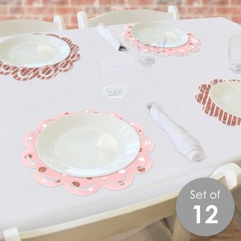 Big Dot of Happiness 1st Birthday Little Miss Onederful - Girl First Birthday Party Round Table Decorations - Paper Chargers - Place Setting for 12