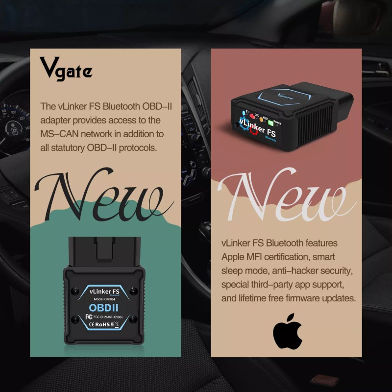Vgate vLinker FS Bluetooth OBD2 Detect Error Codes Fault Readers
