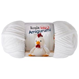 Knit Me Amigurumi Velvet Chenille Yarn, Chunky Yarn for Crochet, 50g/55m Super Soft Polyester for Teddies, Plush Toys and Blankets, EN71-3 and Oeko-Tex Certified, 5.5mm Hook (White)