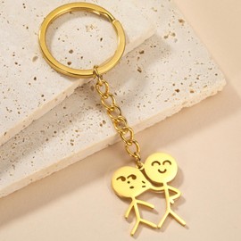 Dreamtimes Little Man Sign Language Keyring Crossed Hips and Pinched Face Little Man Funny Little People Keyring, gold