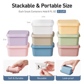 ISSEVE 8oz Silicone Snack Containers for Kids, 1 Cup Reusable Small Containers with Lids, Leak Proof Silicone Food Storage Containers, Kids Lunch Box Containers for Daycare, School, Travel (8)