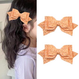 Sparkly Hair Clips Glitter Hair Bows for Girls Sequin Hair Bow Clip Alligator Hair Clips Hair Bows Barrettes for Women Girls 2Pcs Glitter Bow Hair Accessories for Birthday Part