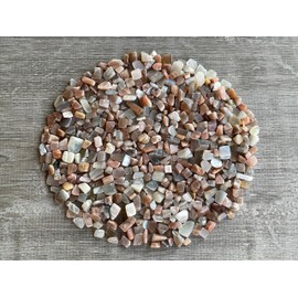 Wholesale Natural Semi Tumbled Multi Peach Moonstone Gemstone Chips, Crushed Mini Crystals, Undrilled Crystal Chips (Multi Peach Moonstone, 0.25 Pound)