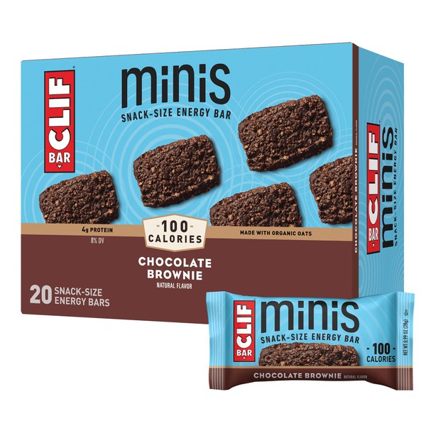 CLIF BAR Minis - Chocolate Brownie Flavor - Made with Organic Oats - Non-GMO - Plant Based - Snack-Size Energy Bars - 0.99 oz. (20 Pack)