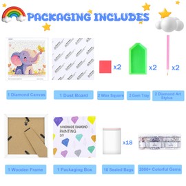 Crafts for Girls 8-12 - Diamond Art Kits for Kids with Wooden Frame - Arts and Crafts for Kids Ages 4-6 8-12 - Diamond Art Painting Dots Paint by Number - GEM Art for Adult Beginners Home Wall Decor