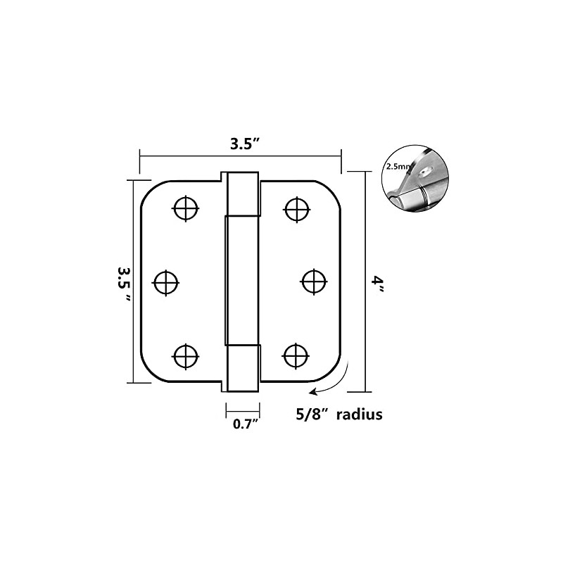Heavy Duty 3 1/2" Inch Self-Closing Spring Loaded Door Hinge