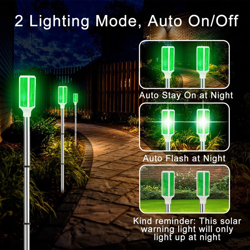 Aolyty Solar Lights Outdoor, Waterproof Driveway Markers Reflective, Warning Flash