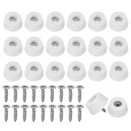 PATIKIL Cutting Board Feet, 20 Pcs Non Slip Rubber Feet Bumpers Round Cutting Board Legs Pad with Stainless Screws for Furniture Kitchen Appliances, White (0.87" W x 0.39" H)