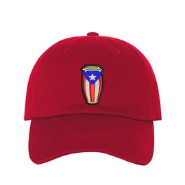 PRFCTO Puerto Rico Flag Conga Baseball Hat for Men and Women - Salsa Lover Hat,Puerto Rico Strong Hat (RED)