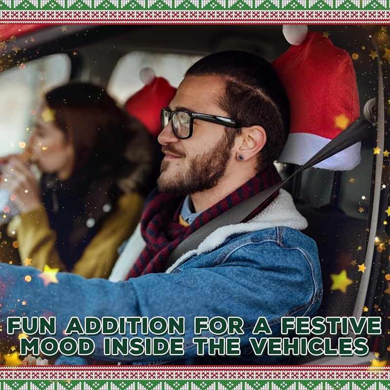 YXYJCCQM 4-Piece Santa Claus Hats car Christmas Decorations Computer Chair