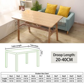 DIKARIYA Transparent Tablecloth, Washable, 140 x 200 cm, Table Film, Transparent PVC Tablecloth, Transparent Plastic Tablecloth, Transparent Film, Crystal Clear Film, Waterproof, Greaseproof Table