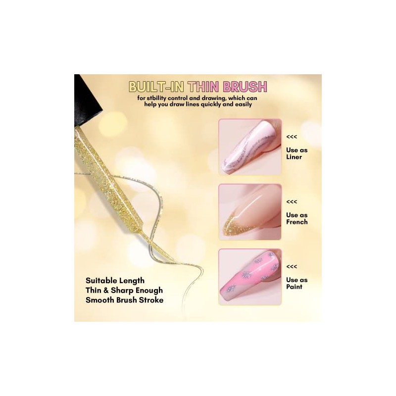 Makartt Gel Nail Polish Set 8ml 2 Colors Reflective Glitter