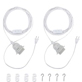 AdiyZ Pendant Light Cord - 20 Feet Hanging Light Bulb with Plug in Cord - 2 Pack Lamp Cord E26 Light Socket with Wire White Extension Chandelier Lantern Cable with On/Off Switch (No Bulb Included)