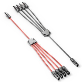 deleyCON Solar Y Cable 4/1 Adapter 6 mm² - Y Plug Adapter PV4 / T-Adapter IP68 1500 V - (M/FFFF, F/MMMM) - For Solar System, Solar Panel, PV System, Photovoltaic, PV Plug (60 cm)