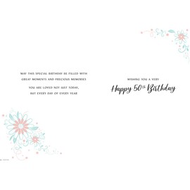 Modern Milestone Age Birthday Card 50th Daughter - 9 x 6 inches - Regal Publishing, C80765