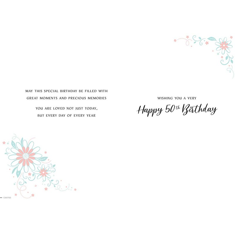 Modern Milestone Age Birthday Card 50th Daughter - 9 x