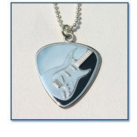 Silver Guitar Pick Necklace