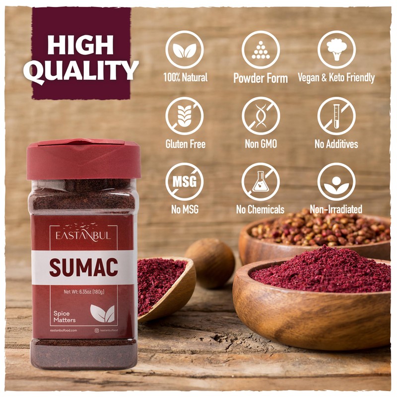 Eastanbul Sumac Spice, 6.4oz, Ground Sumac, Fresh Farm Turkish Spice
