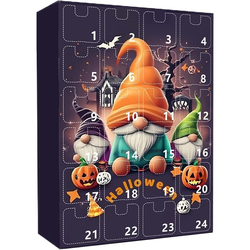 Calendario de Adviento de Halloween 2025, 24 gnomos, estilo A