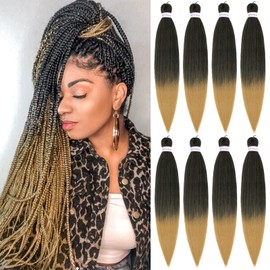 Alrence Pre Stretched Braiding Hair Long Braid 30 Inch 8 Packs Professional Braiding Hair Extensions Synthetic Crochet Twist Braids (30 Inch, T1B/27)