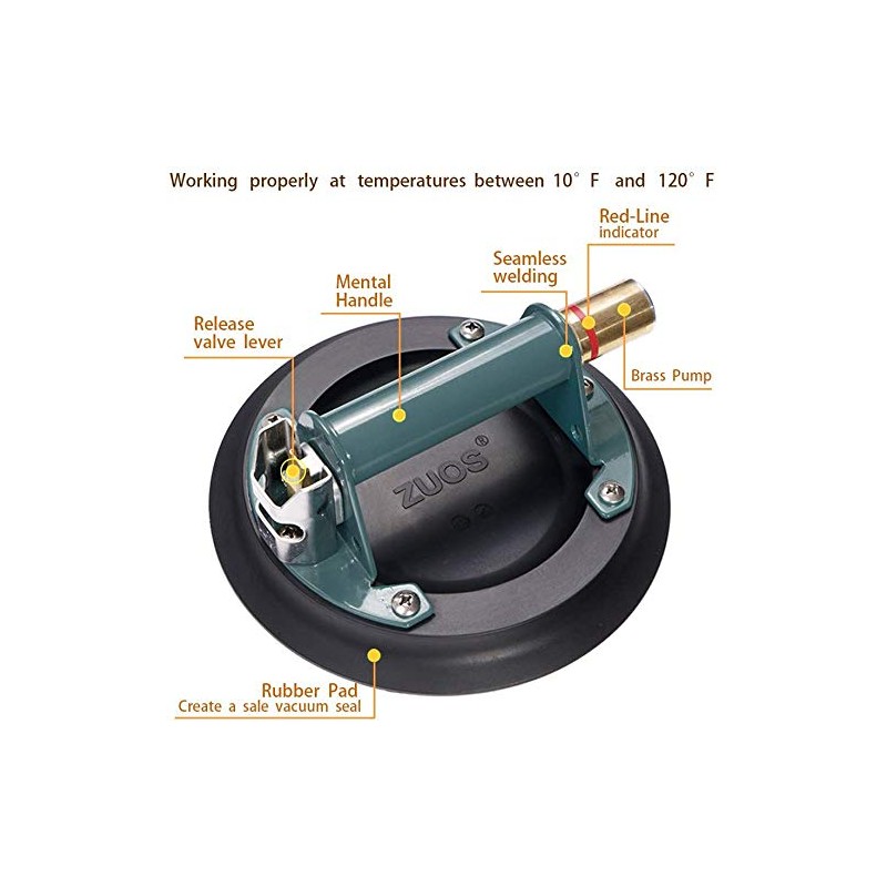 ZUOS 8" Vacuum Suction Cup for Granite & Glass Lifting,