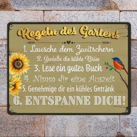 Rules of the Garden Rustic Style Metal Sign