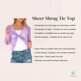 SHU-SHI Womens Sheer Shrug Tie Top Cardigan Lightweight Knit,Lavender,One Size