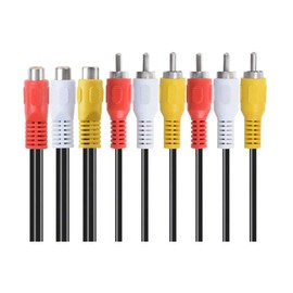 Qaoquda AV Cable Splitter, 3 RCA Female to 6 RCA Male Composite Video Splitter Adapter Output Cables Cord (RCA 3 F to 6 M)