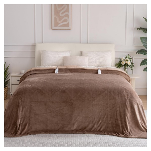 Electric Blanket Queen Size, Ultra Soft Flannel Heated Blanket for