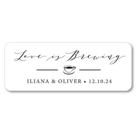 Love is brewing sticker, Wedding favor stickers, Coffee favors, Tea favors, Party Favor Stickers - White, Kraft, or Clear