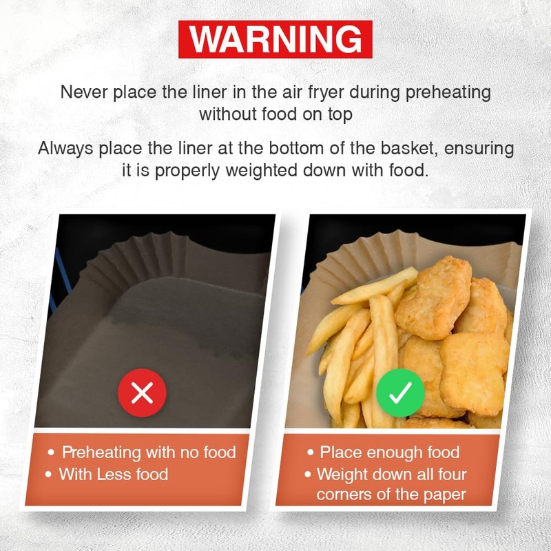 ANSIO Air Fryer Paper Liners - 200 PCS Rectangle Disposable
