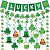 Zonlianxin St Patricks Day Decorations Pre-Assembled Shamrock Lucky Banner Garlands