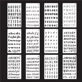 eusable Plastic Letter Template, 12 Pack, 4 x 7 Inch,Lettering Alphabet Stencil and Numbers, Bullet Journaling Stencils,for Journal Notebook Diary Scrapbook Decor