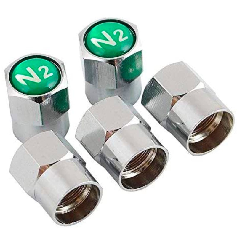 GODESON Chrome Plated Brass Tire Valve Stem Caps N2 Nitrogen