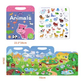 PQCLXUYA Reusable Sticker Book for Kids,3D Jelly Stickers Toddlers Activity Book for Boys Girls Road Trip Toddler Airplane Train Travel Essentials Toy,Birthday Gifts for Age 2 (Animal 2)