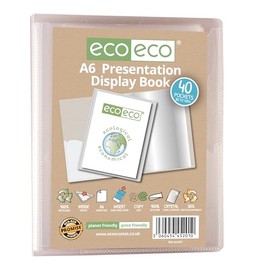 eco-eco A6 Size 50 Percent Recycled 40 Pocket Clear Presentation Display Book, Storage Case Portfolio Art Folder with Plastic Sleeves, eco201