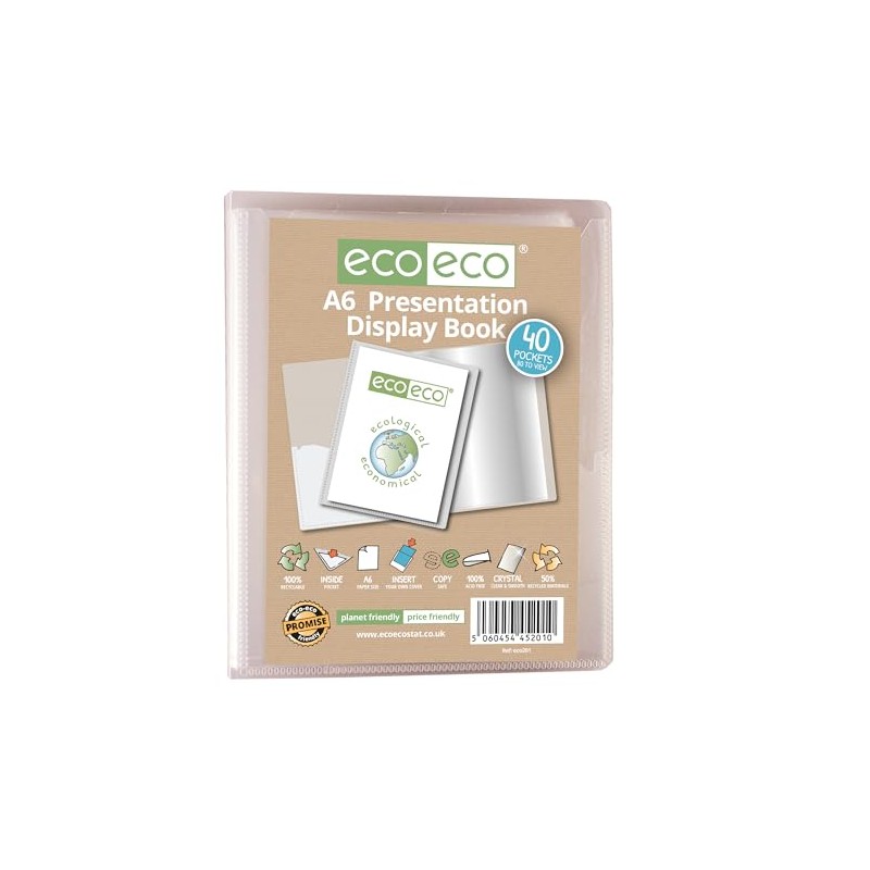 eco-eco A6 Size 50 Percent Recycled 40 Pocket Clear Presentation